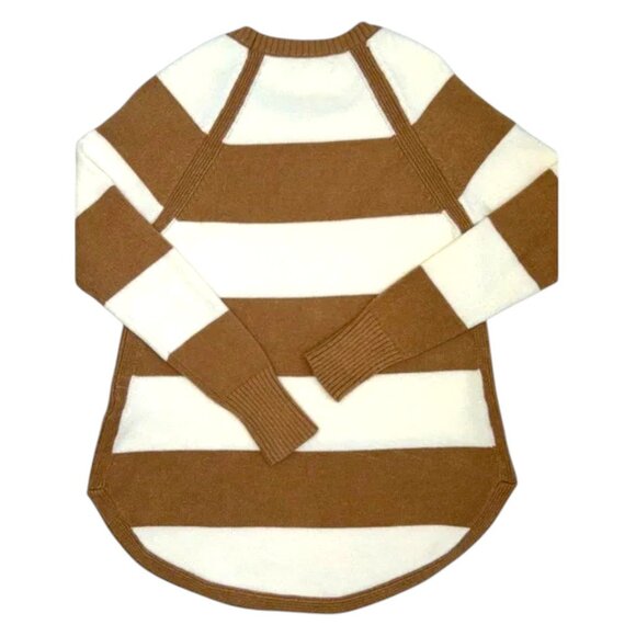 Anthropologie Rebekah Striped Tunic Sweater Camel Ivory Cozy Knit S - Picture 2 of 11